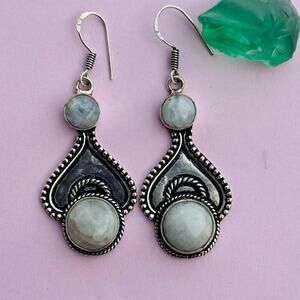 925 Sterling Rainbow Moonstone Dangle Earrings